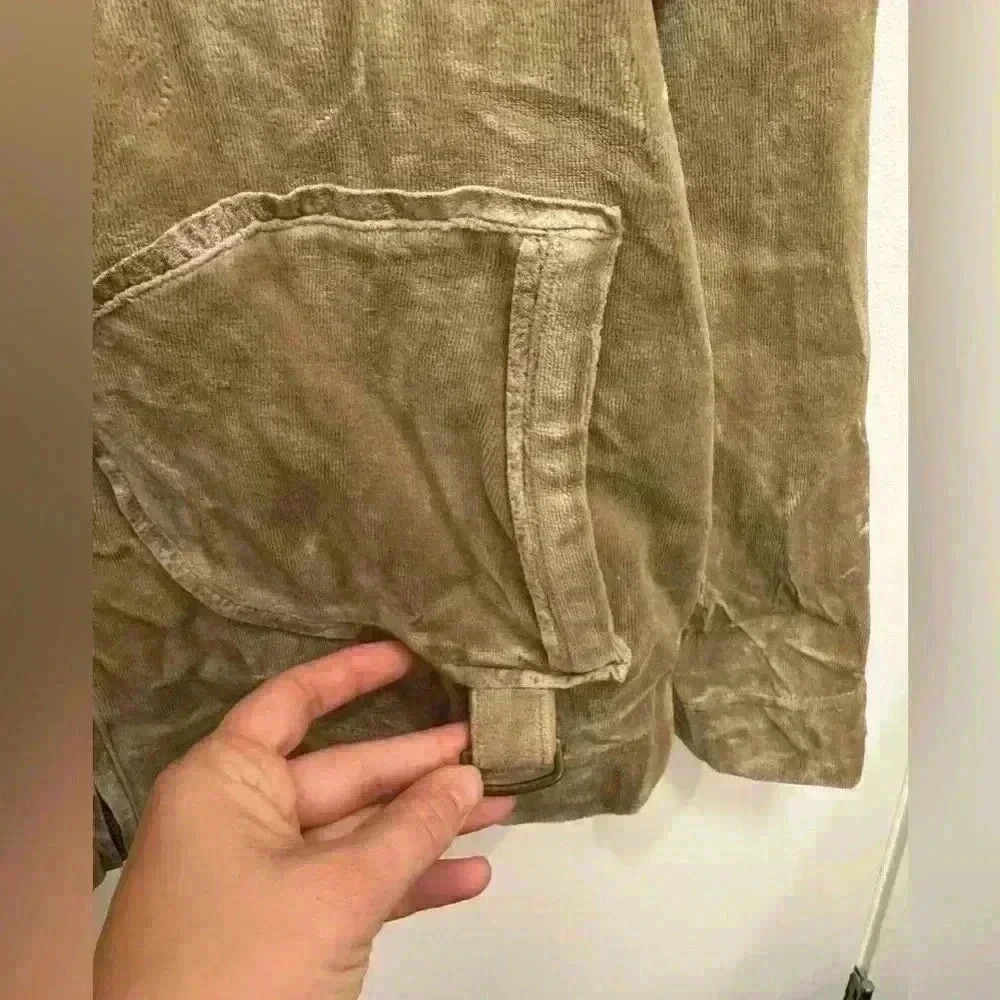 Onque Casuals women’s zip up hooded velvet beige sweatshirt vintage size small - Picture 5 of 15